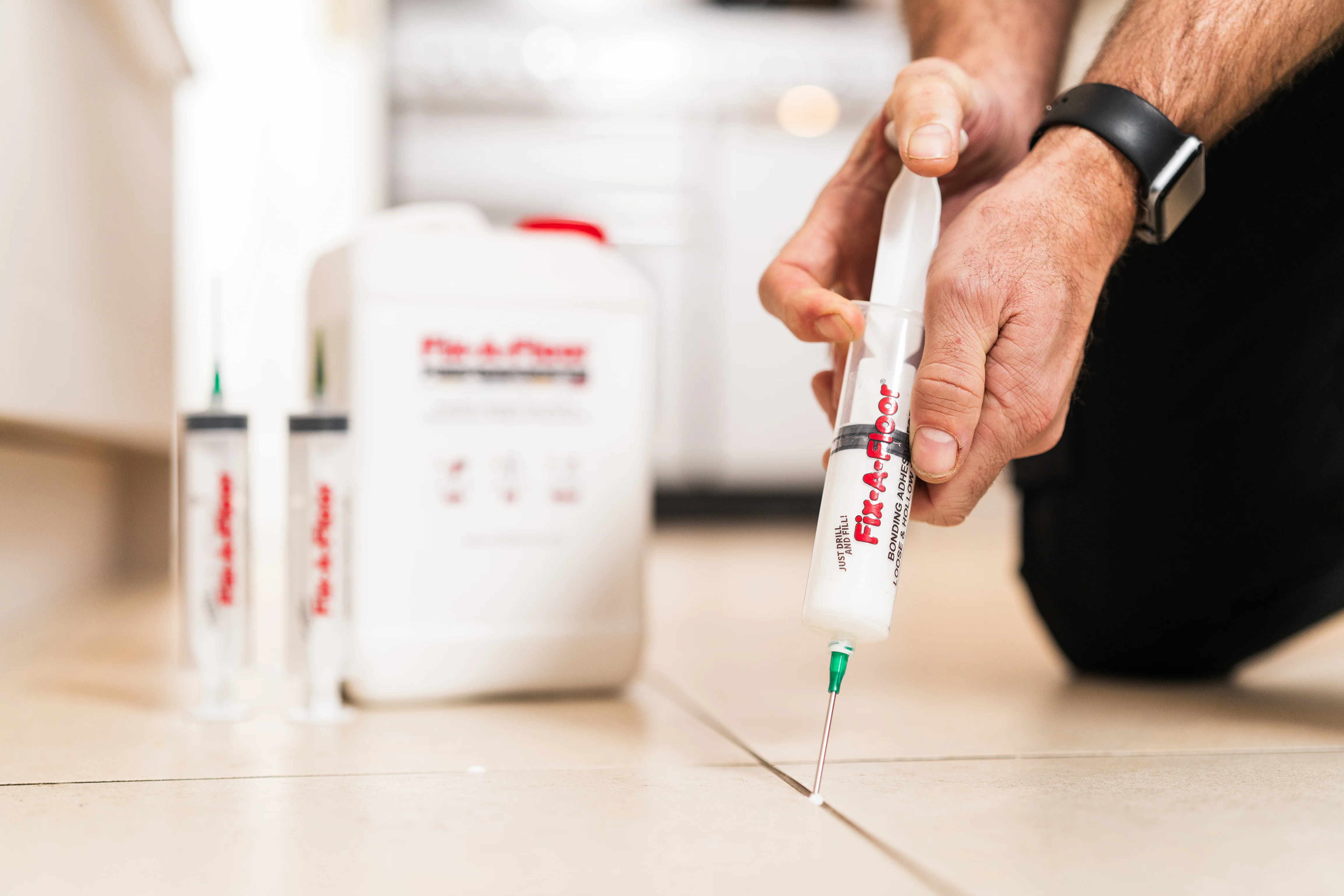 Fix-A-Floor 3.8 Litre Gallon Tub With 3 x 60ml Syringe applicator Kits - Extra Strength Bonding Adhesive for Loose and Hollow Tiles - Image 8