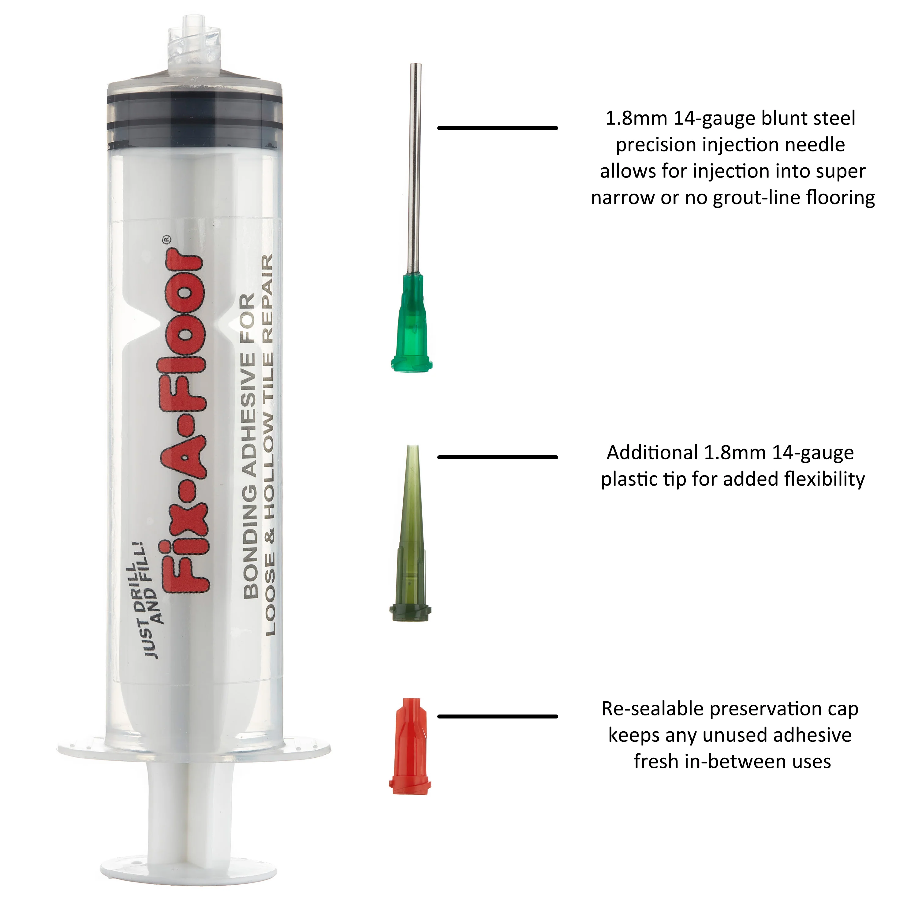Fix-A-Floor LARGE 5 Litre Tub With 3 x 60ml Syringe applicator Kits - Extra Strength Bonding Adhesive for Loose and Hollow Tiles - Image 3