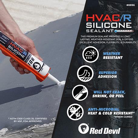 Red Devil Extreme Temperature HVAC/R Silicone Sealant 10.1 Fl. Oz. Cartridge Aluminum - Image 4